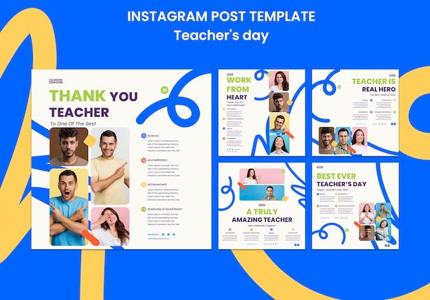 PSD gratuit messages instagram pour la fête des enseignants