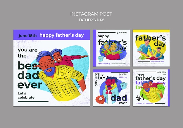 PSD gratuit messages instagram pour la fête des pères