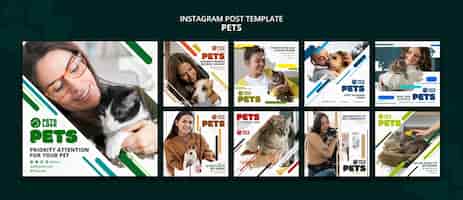 PSD gratuit messages instagram de soins pour animaux de compagnie au design plat