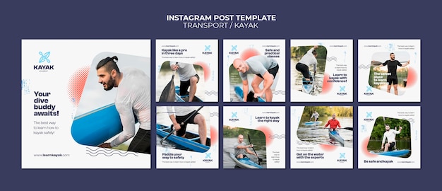 PSD gratuit messages instagram de transport de kayak