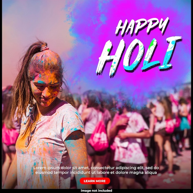 Messages sur les médias sociaux du festival happy holi