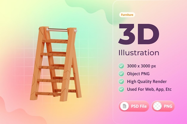 PSD gratuit meubles, échelles, icône, 3d, illustration