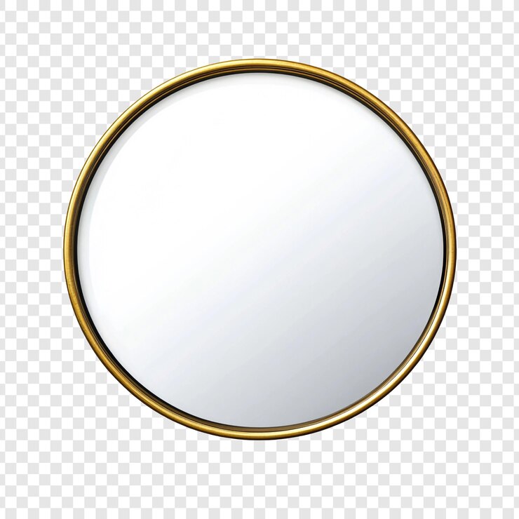 PSD gratuit miroir rond avec cadre doré décor de maison élégant