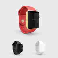 PSD gratuit mock smartwatch avec bracelet rouge