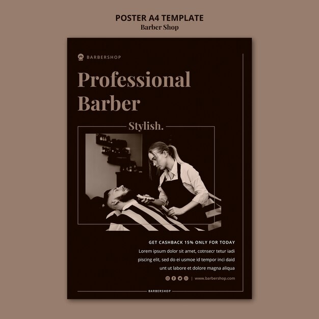 Modèle A4 d'affiche de salon de coiffure
