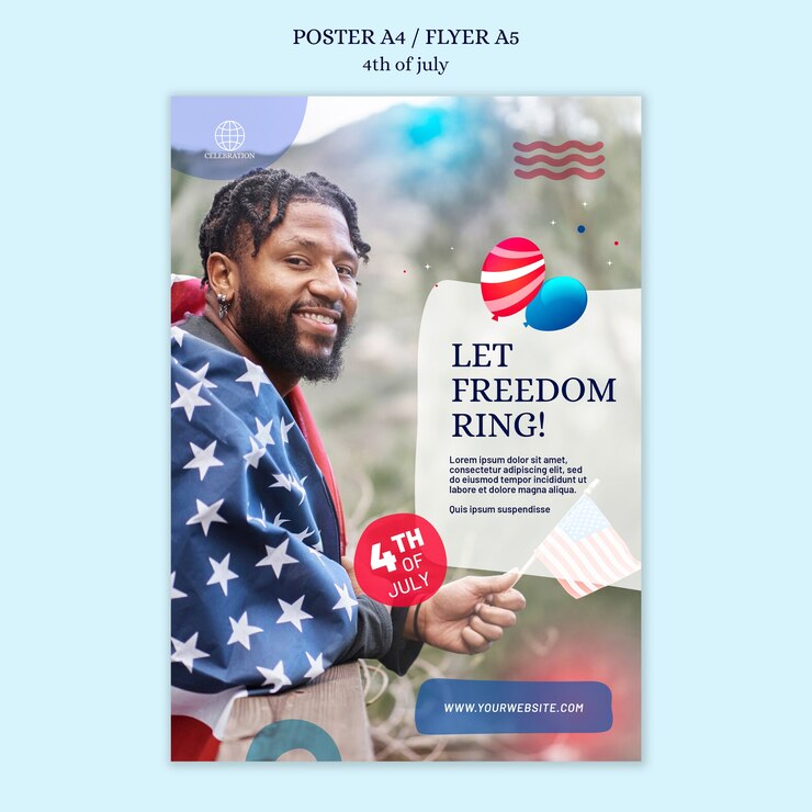 PSD gratuit modèle d'affiche de 4 juillet