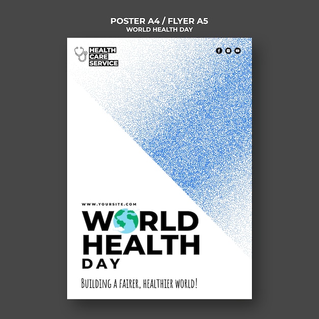 PSD gratuit modèle d'affiche a4 / flyer a5 de la journée mondiale de la santé