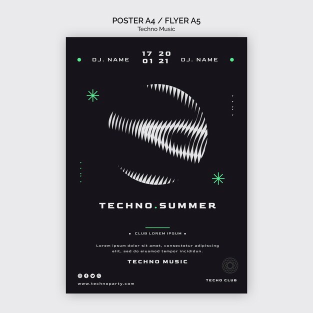 Modèle d'affiche abstraite du festival de musique techno