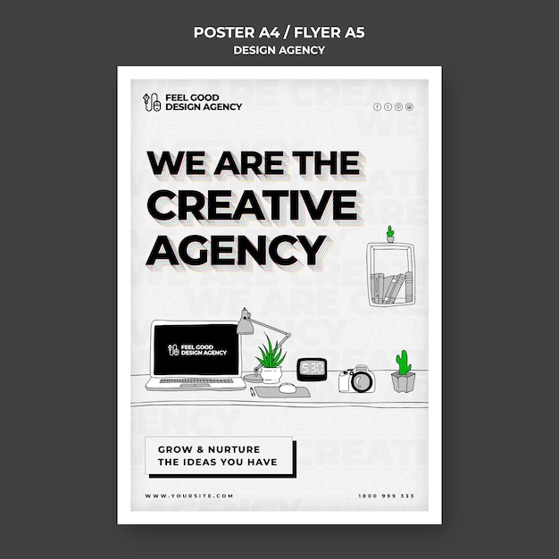 PSD gratuit modèle d'affiche d'agence de design créatif