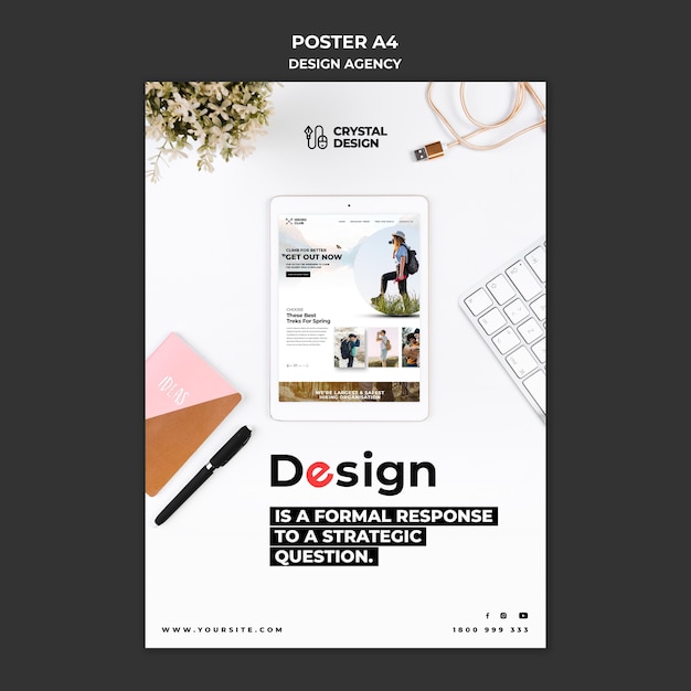 PSD gratuit modèle d'affiche d'agence de design