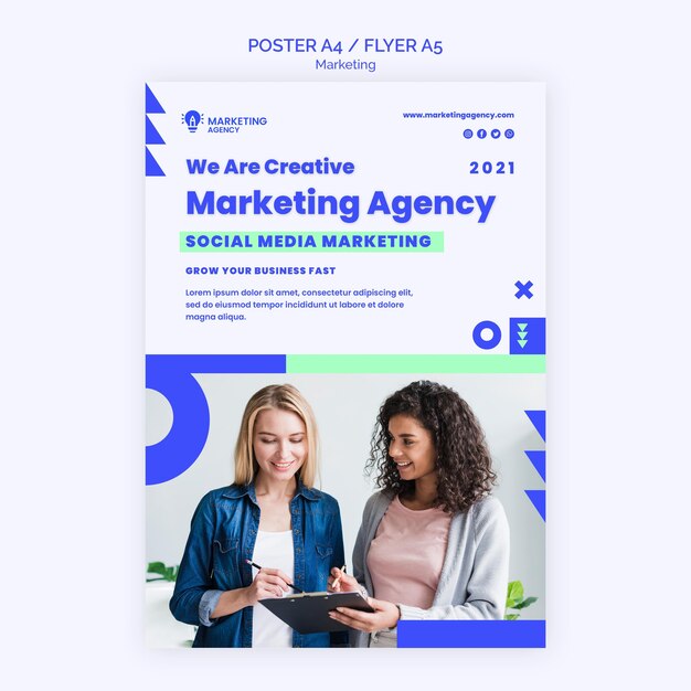 Modèle d'affiche d'agence de marketing