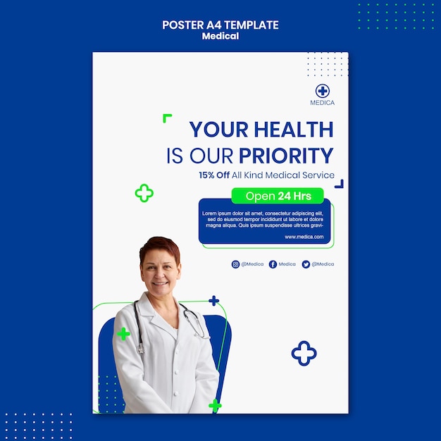 PSD gratuit modèle d'affiche d'aide médicale