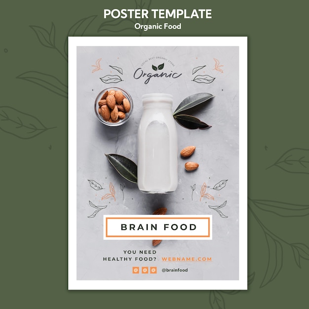 PSD gratuit modèle d'affiche d'aliments biologiques
