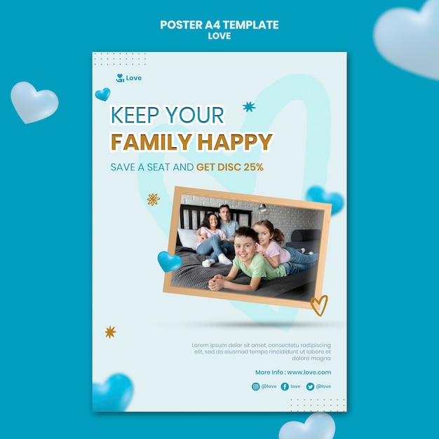 PSD gratuit modèle d'affiche d'amour familial