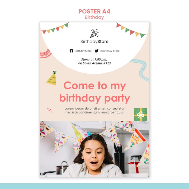 PSD gratuit modèle d'affiche d'anniversaire