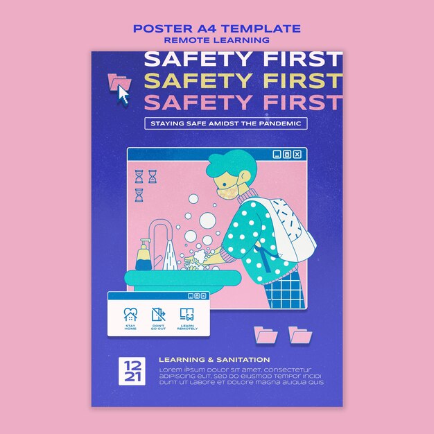 Modèle d'affiche d'apprentissage à distance sécurisé