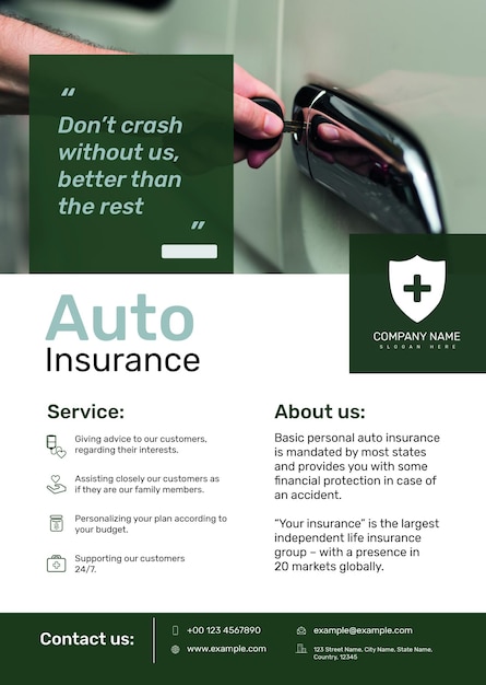 PSD gratuit modèle d'affiche d'assurance automobile psd avec texte modifiable