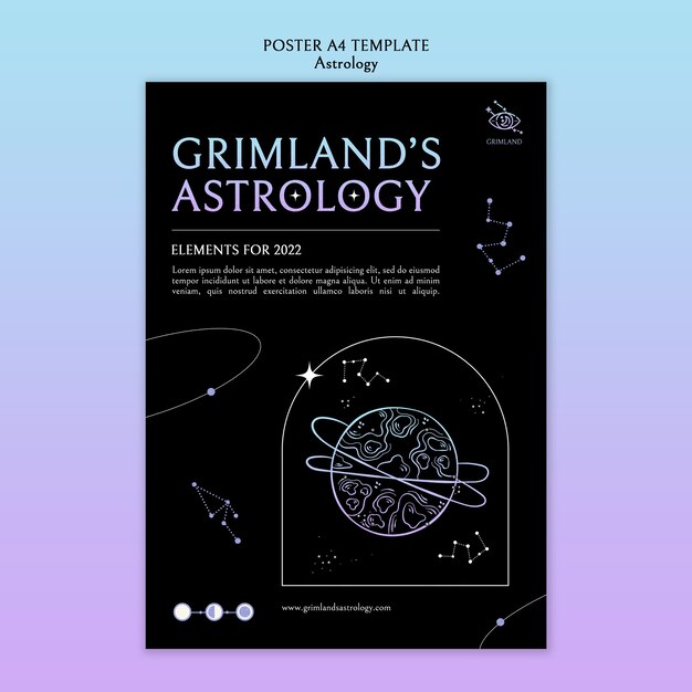 Modèle d'affiche d'astrologie design plat