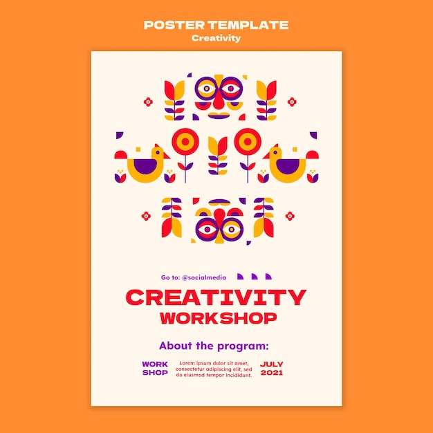 PSD gratuit modèle d'affiche d'atelier de créativité