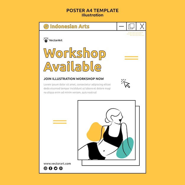 Modèle d'affiche d'atelier d'illustration