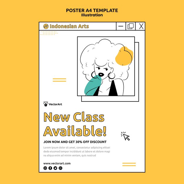 Modèle d'affiche d'atelier d'illustration