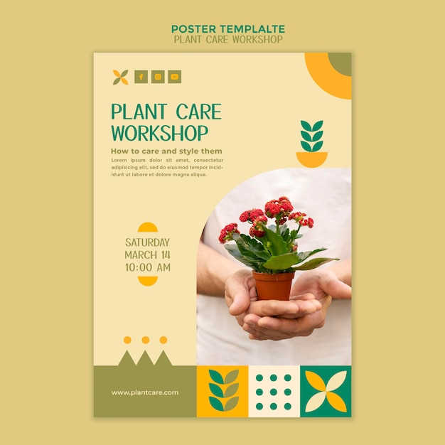 PSD gratuit modèle d'affiche d'atelier de soins des plantes