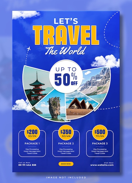 PSD gratuit modèle d'affiche d'aventure de voyage et de visites