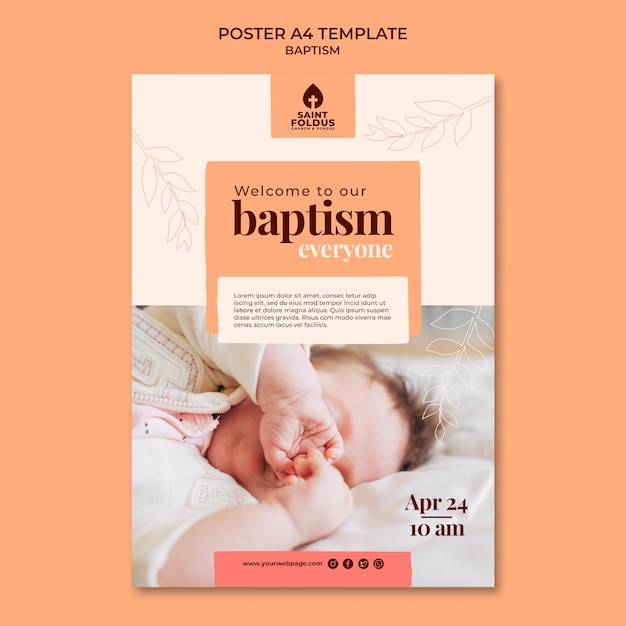 Modèle D'affiche De Baptême Design Plat