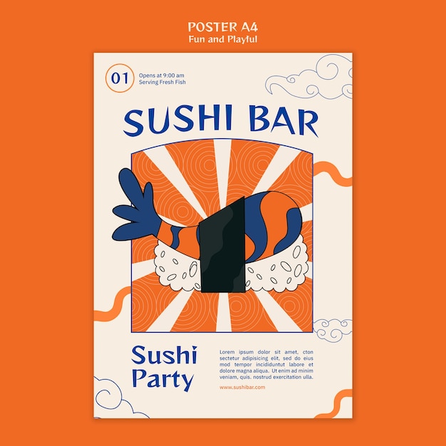 PSD gratuit modèle d'affiche de bar à sushi