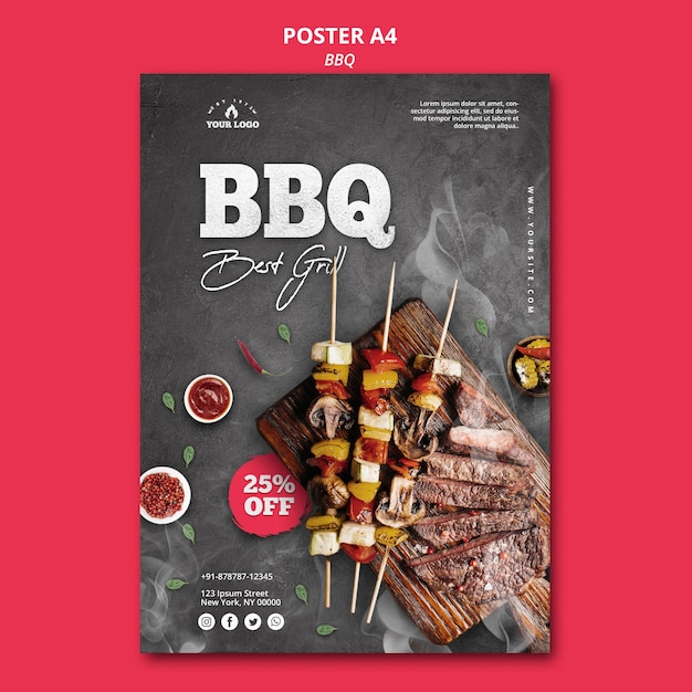 PSD gratuit modèle d'affiche barbecue