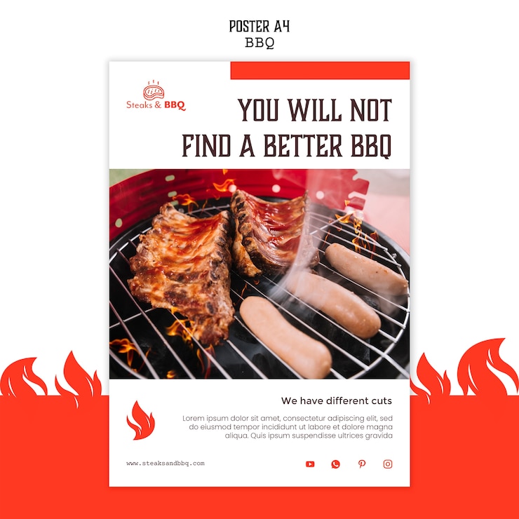 PSD gratuit modèle d'affiche avec barbecue