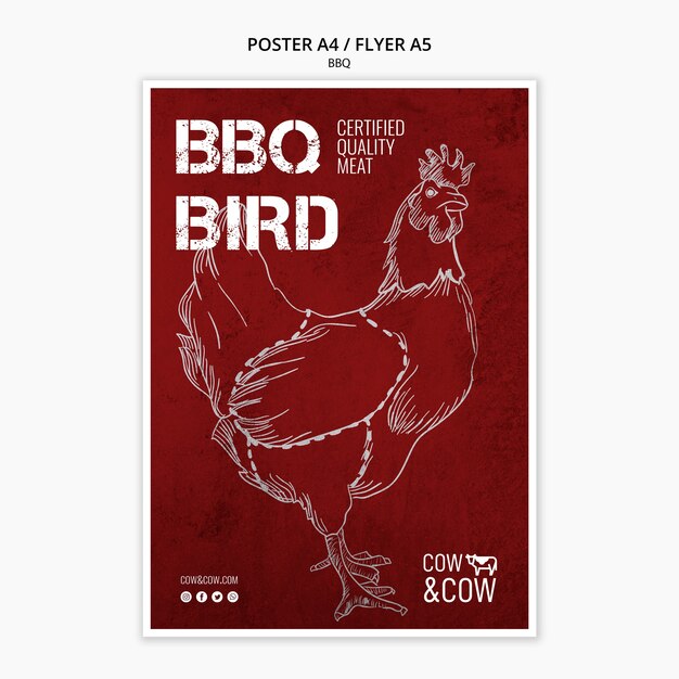 Modèle d'affiche avec barbecue