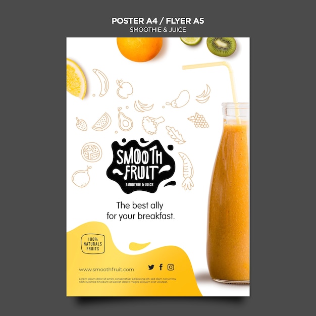 Modèle D'affiche De Barre De Smoothie