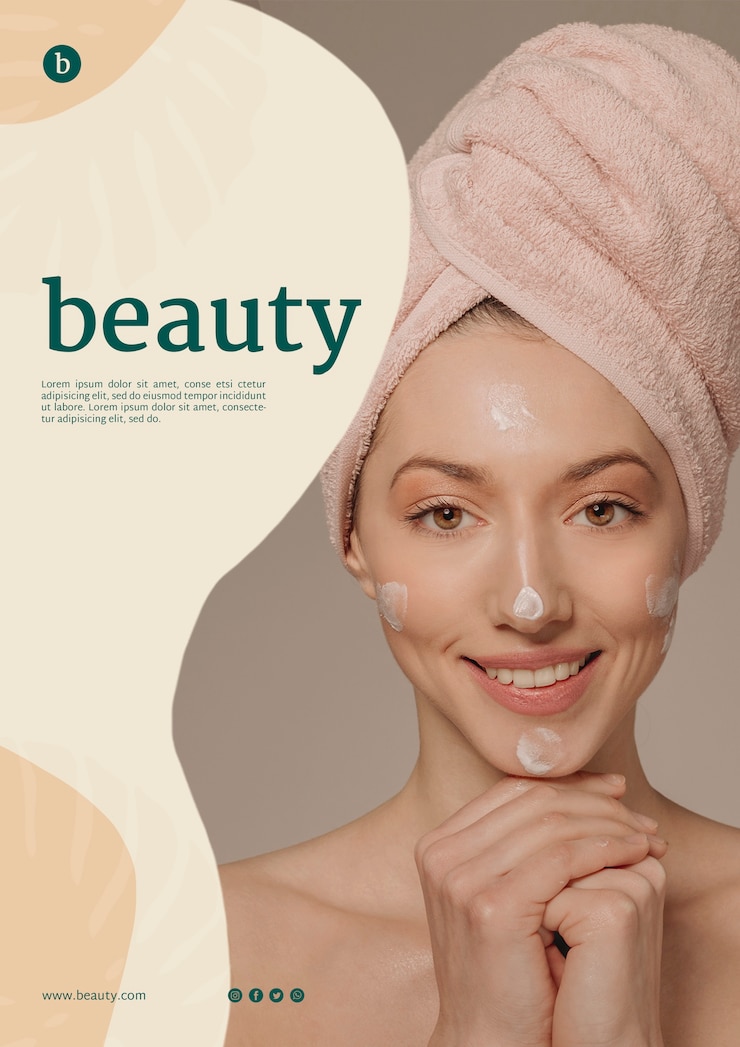 PSD gratuit modèle d'affiche de beauté avec une femme