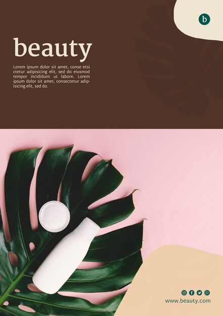 Modèle d&#39;affiche beauté avec des produits de beauté