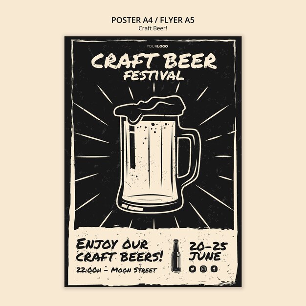 Modèle d'affiche de bière artisanale