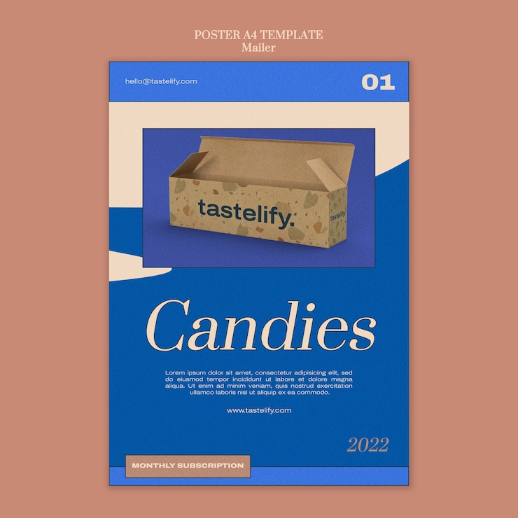 PSD gratuit modèle d'affiche de boîte de bonbons