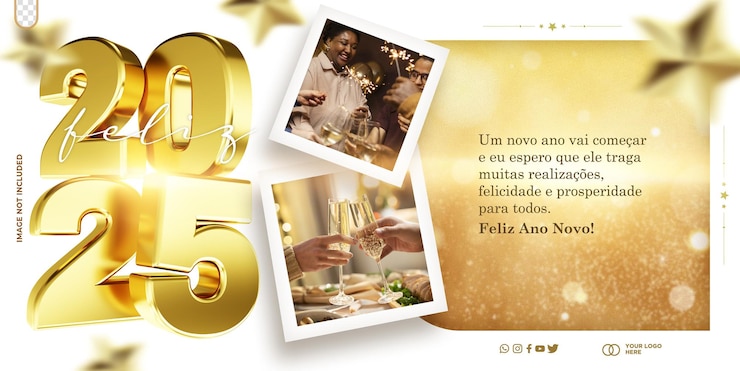 PSD gratuit modèle d'affiche de bonne année modifiable psd en portugais post social feliz ano novo au brésil