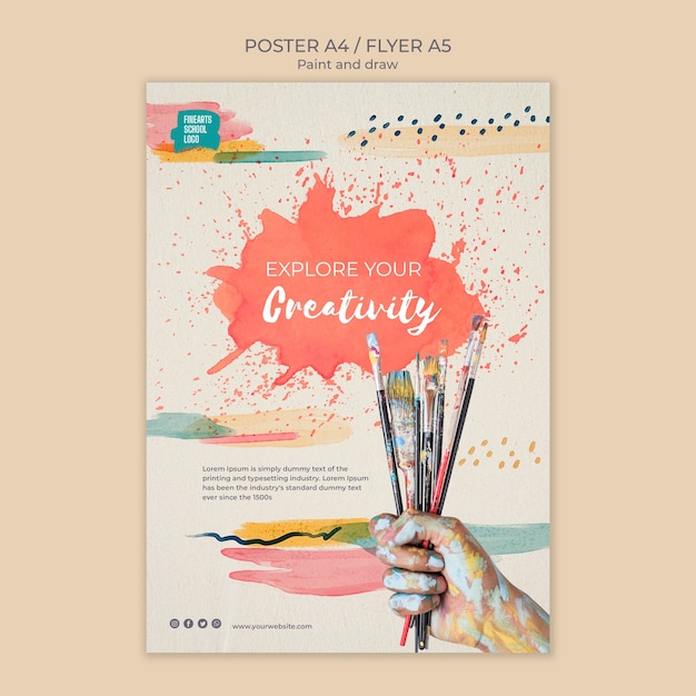 Modèle d'affiche bouquet de pinceaux