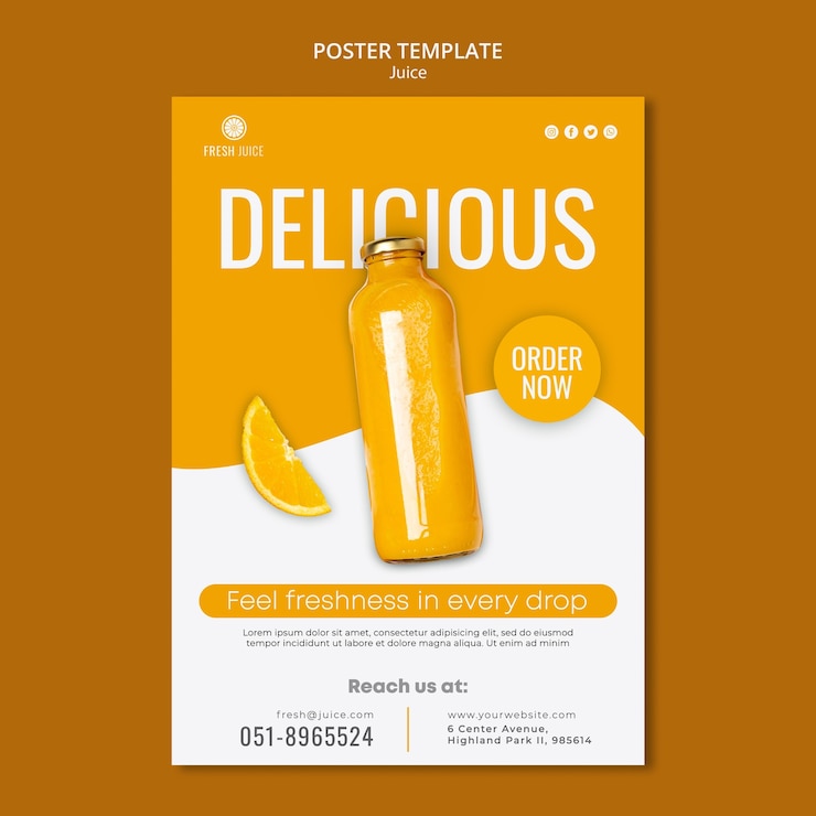 PSD gratuit modèle d'affiche de bouteille de jus