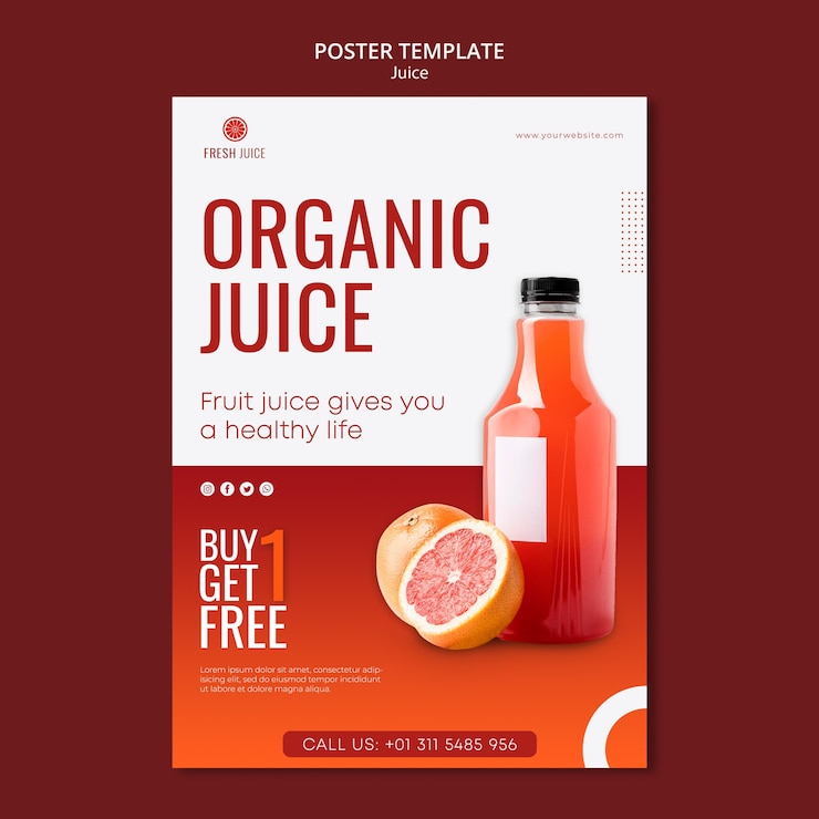 PSD gratuit modèle d'affiche de bouteille de jus