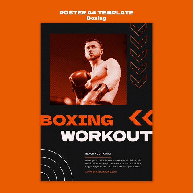 Modèle d'affiche de boxe design plat