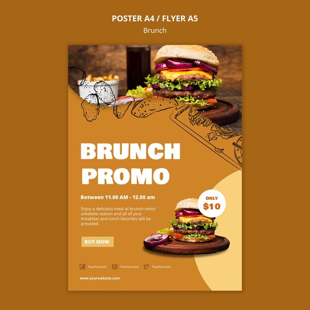 Modèle d'affiche de brunch