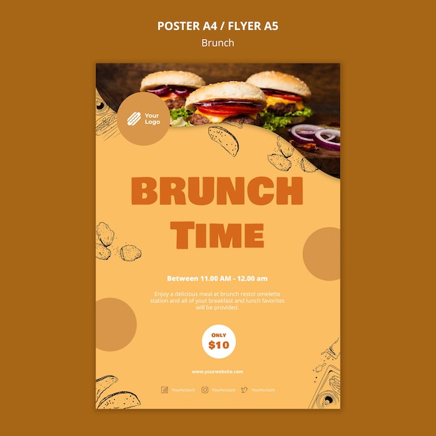 PSD gratuit modèle d'affiche de brunch