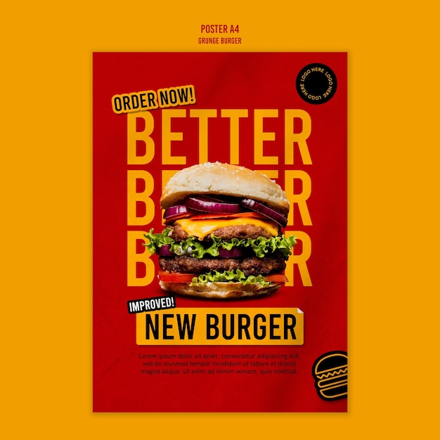 Modèle D'affiche De Burger Grunge