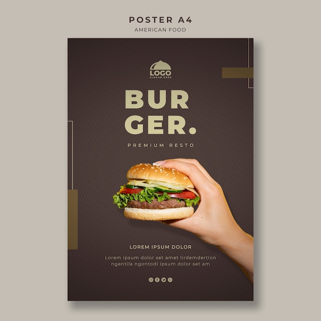 PSD gratuit modèle d'affiche burger
