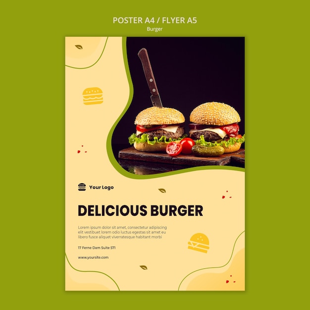 PSD gratuit modèle d'affiche de burger