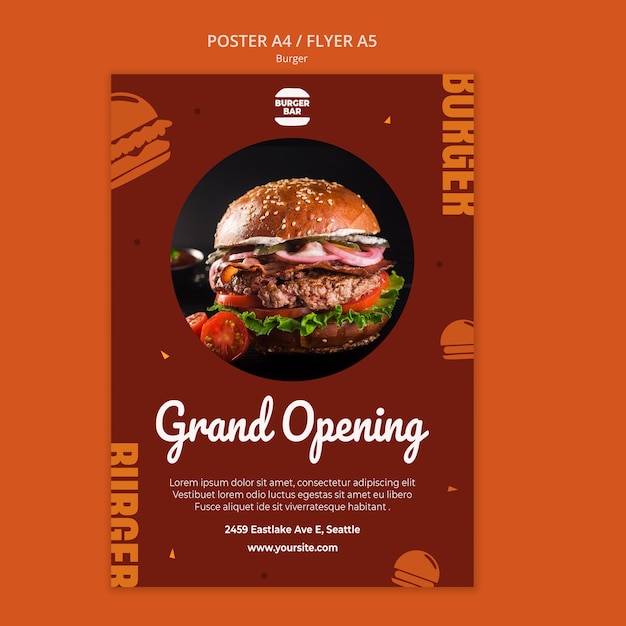 PSD gratuit modèle d'affiche de burger