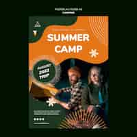 PSD gratuit modèle d'affiche de camping design plat