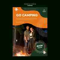 PSD gratuit modèle d'affiche de camping design plat